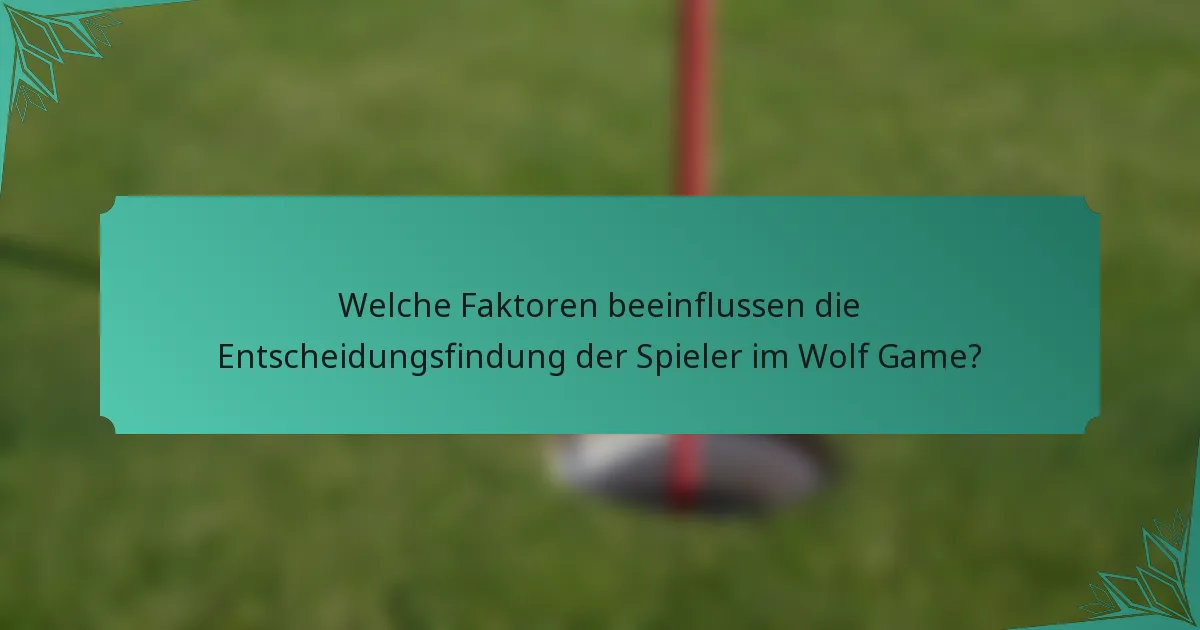 Welche Faktoren beeinflussen die Entscheidungsfindung der Spieler im Wolf Game?