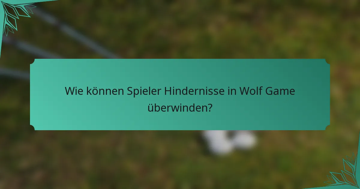 Wie können Spieler Hindernisse in Wolf Game überwinden?